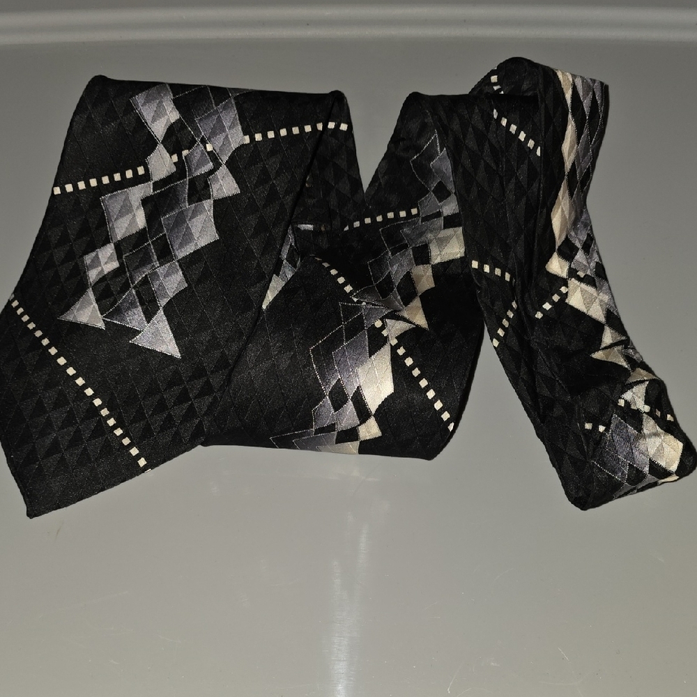 (J28) Alberto Zerra Black and Gray Men's Tie